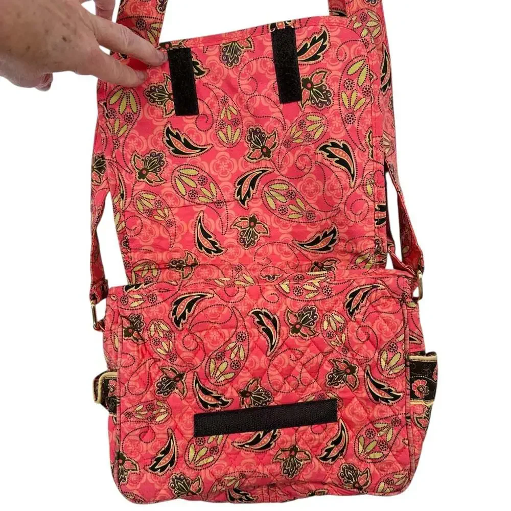 MaggiB Coral Floral Quilted Crossbody Shoulder Bag Purse